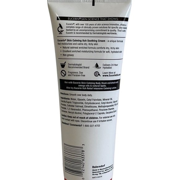 EUCERIN SKIN CALMING CREAM Itch Soothing 8 OZ. Lot Of 2 - Picture 3 of 3